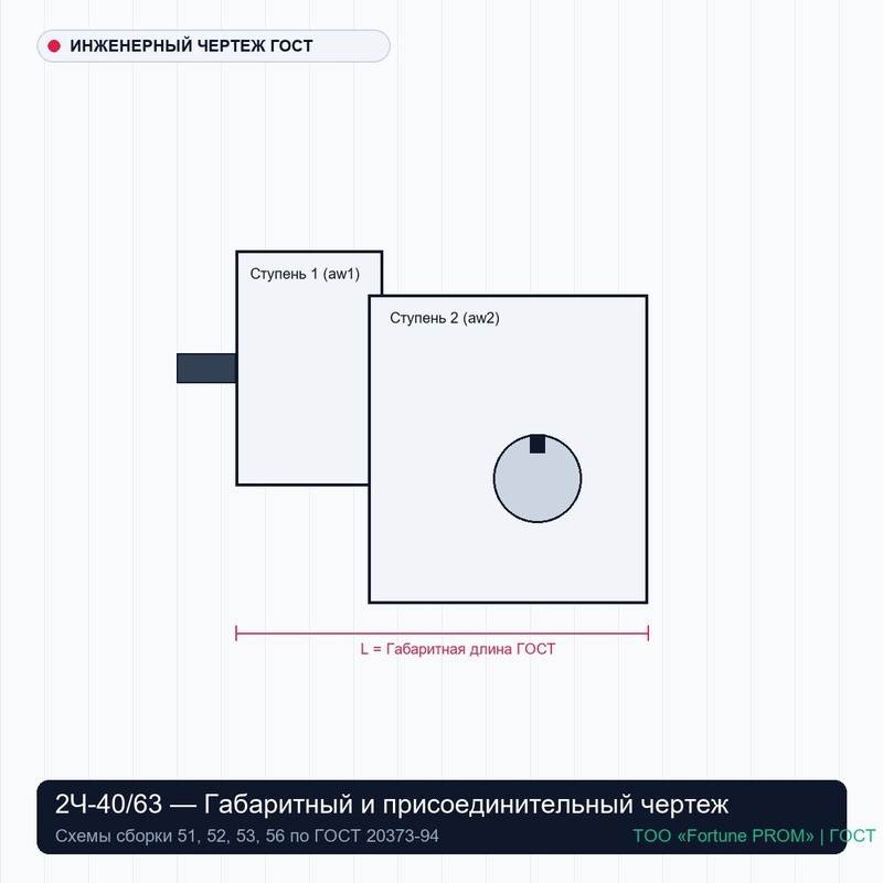 Червячный двухступенчатый редуктор 2Ч-40/63 (i=100...2500, M2=230 Н·м)