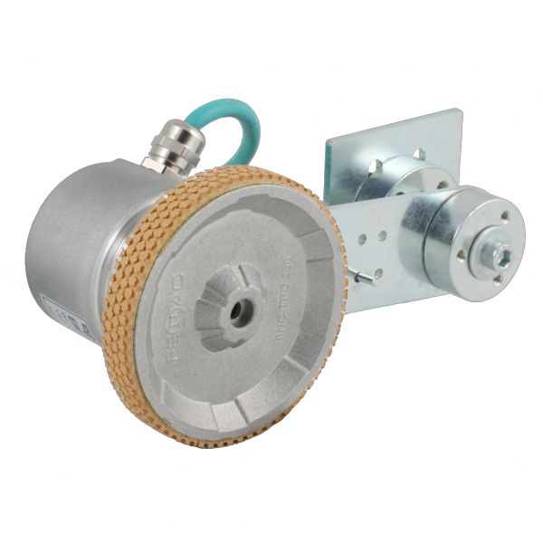 Инкрементальный энкодер INNOCONT D=50мм с мерным колесом L=250мм, контактная поверхность - резина, профиль ребристый, 1имп/1мм, 5…30VDC, выход HTL, IP64, -20…+85°C, радиальный кабель 2м