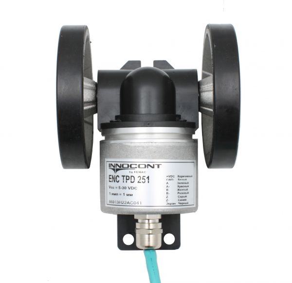 Инкрементальный энкодер INNOCONT с мерным колесом L=250мм, 1 имп/10мм, 5…30VDC, IP65, -20…+85C, кабель 2м ENC TPD 251