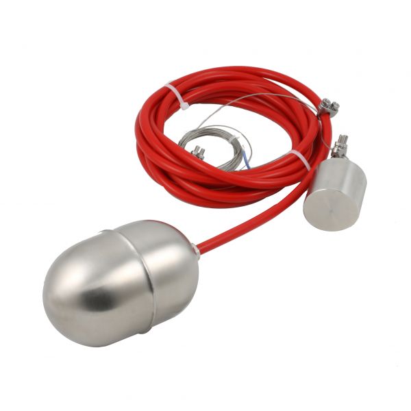 Поплавковый датчик уровня жидкости INNOLEVEL, исполнение на кабеле 10 м, -10 +180 С, поплавок- нерж. сталь, кабель- силикон