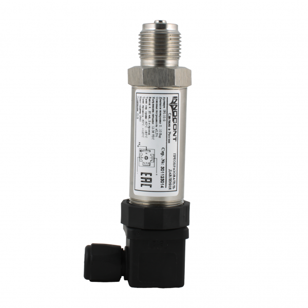 Преобразователь давления INNOCONT IPS-1-G, диапазон 0...1 бар, точность 0,5%, -40 +125 С, 12-36 VDC, IP65, разъем DIN