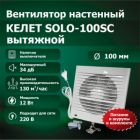 Вентилятор настенный SOLO 100SC вытяжной, с выключателем и вилкой