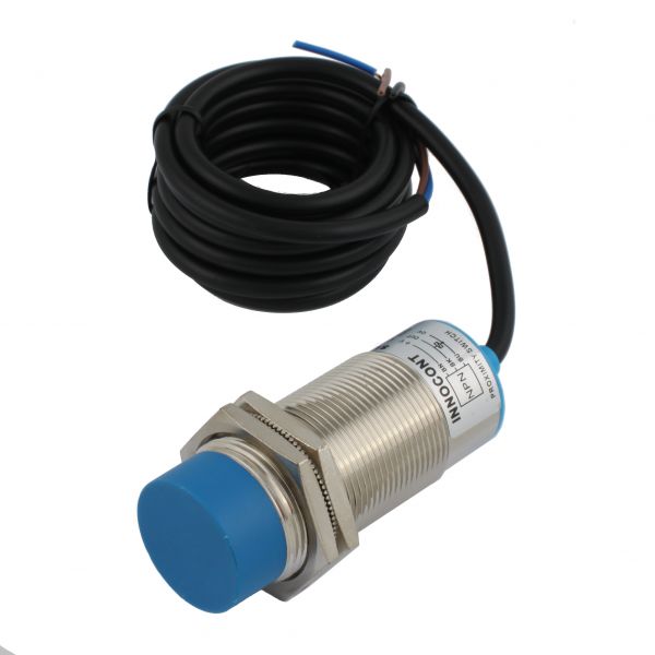 Индуктивный датчик INNOCONT, M30x1,5, L=78 мм, неэкранированный, зона срабатывания 15 мм, -25 +60 С, 12…24 VDC, IP65, выход: NPN NO, макс. ток 200 мА, кабель 2 м SL-30N15C
