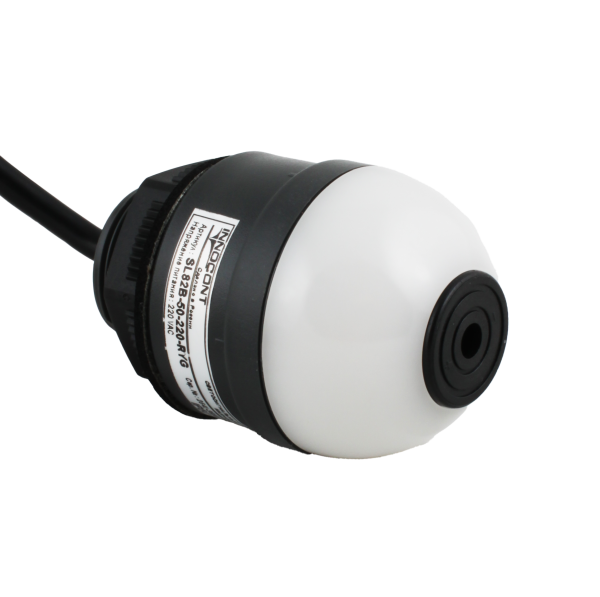 Светосигнальный маячок INNOCONT, d=50мм, L=58мм, три цвета (постоянное свечение): красный, желтый, зеленый, 220VАC, IP50, зуммер, кабель 1м