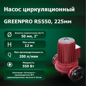 Насос циркуляционный RS550, 225мм, 220В